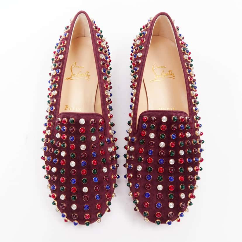 Christian Louboutin Lace up Burgundy Suede Very good condition - Front View