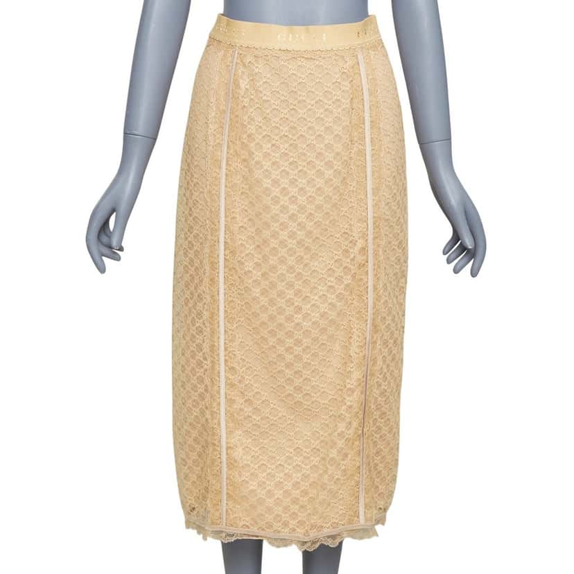 Gucci Skirt Beige Cotton Never worn, with tag - Front View