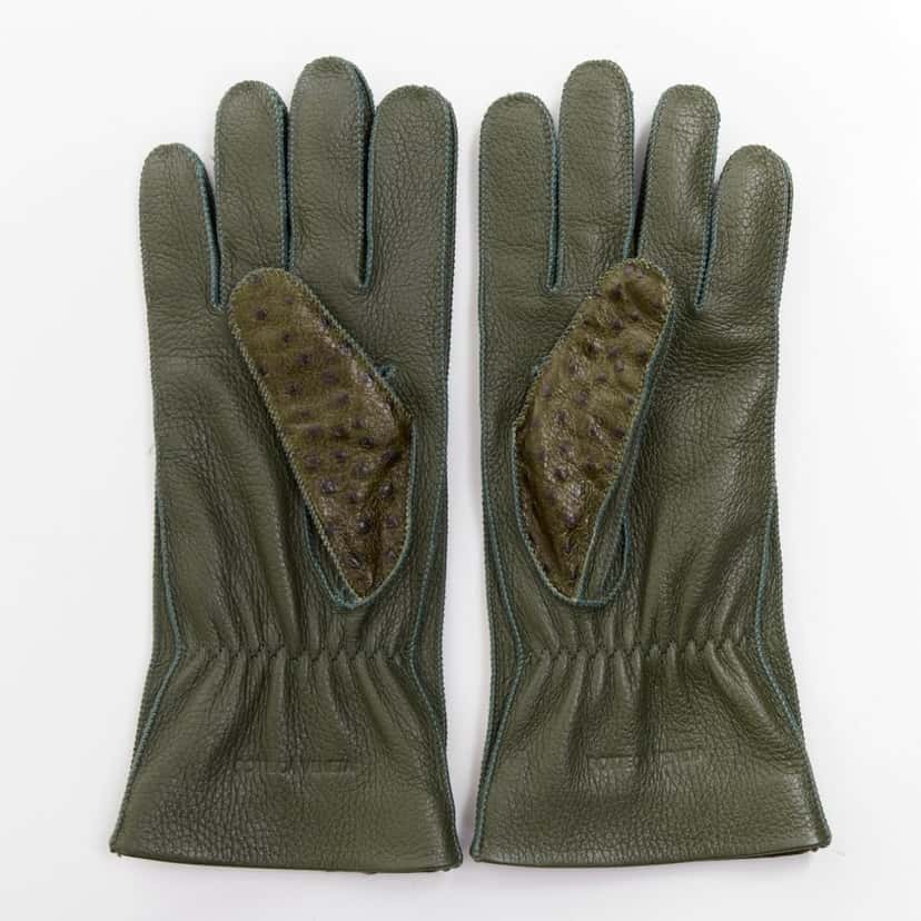 Bottega Veneta Glove Green Leather Very good condition - Back View