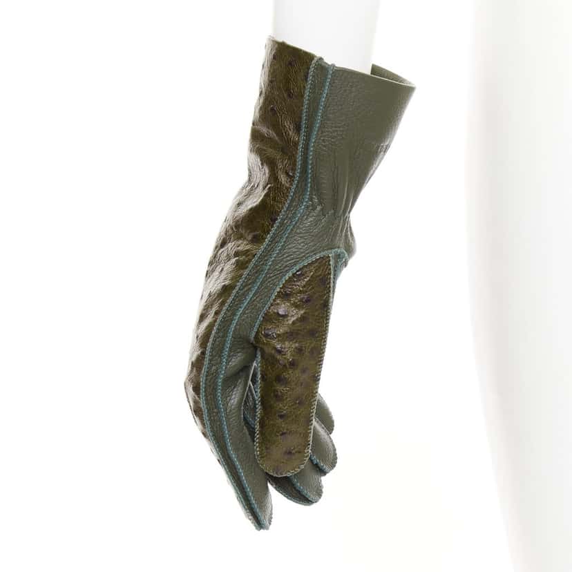 Bottega Veneta Glove Green Leather Very good condition - Box View