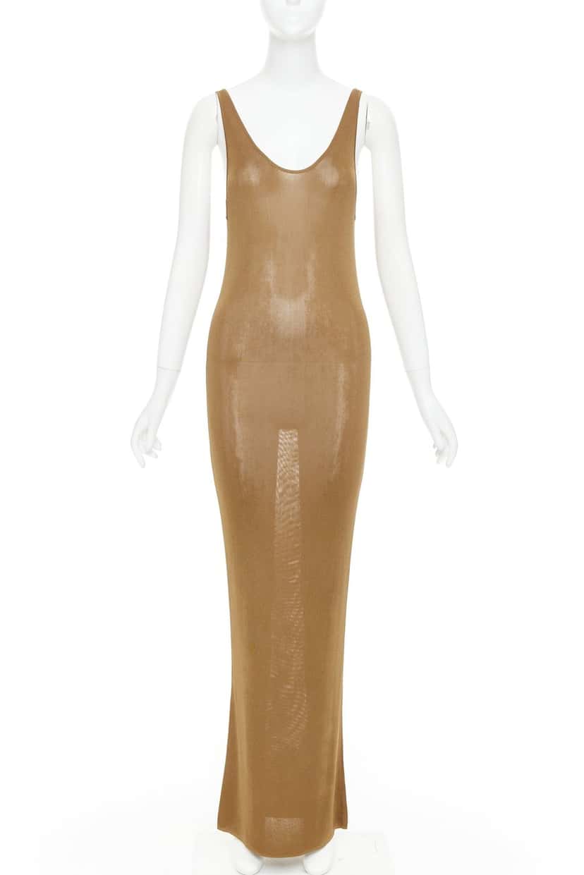 Saint Laurent Dress Brown Viscose Never worn, with tag - Front View