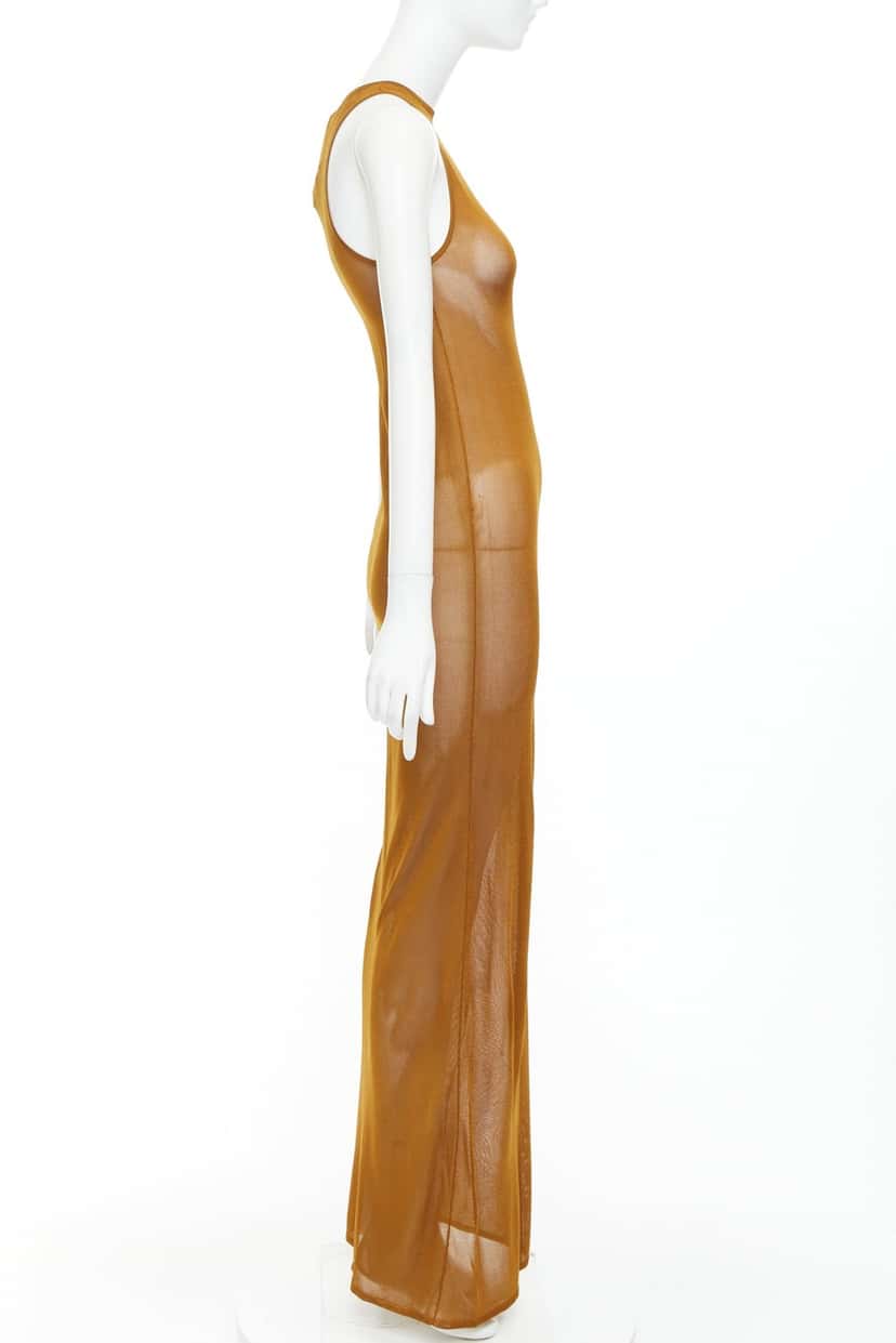 Saint Laurent Brown Viscose Dress Brown Viscose Never worn, with tag - Model View