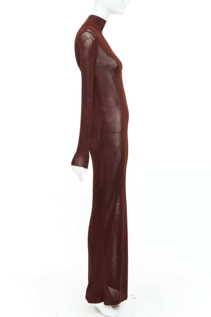 Saint Laurent Dress Brown Viscose Never worn, with tag - Model View