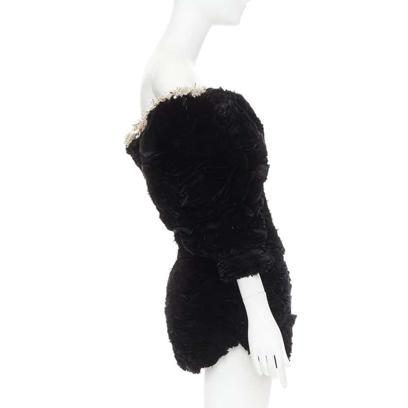 Alexandre Vauthier Dress Black Fur Very good condition - Model View