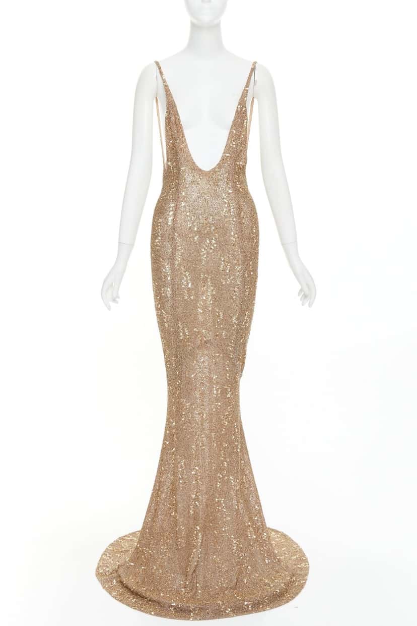 Alexandre Vauthier Dress Gold Silk Very good condition - Front View