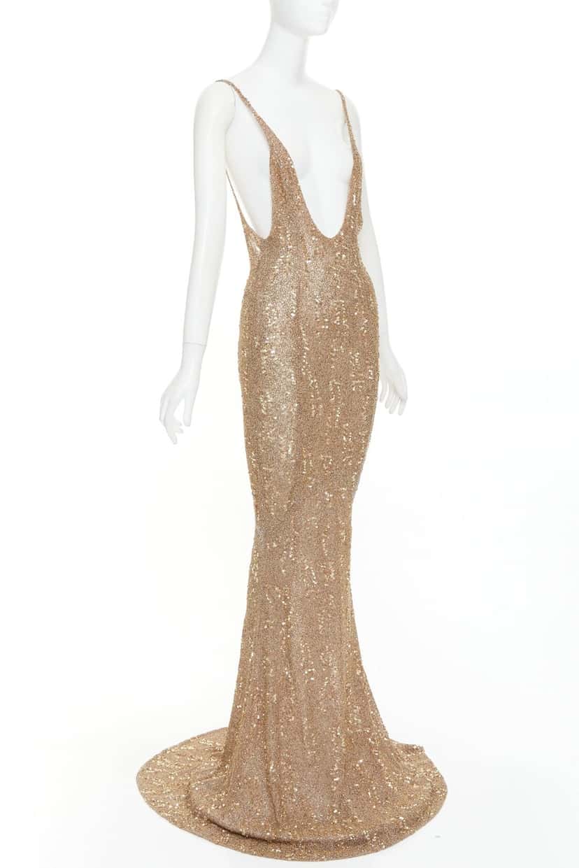Alexandre Vauthier Dress Gold Silk Very good condition - Inside View