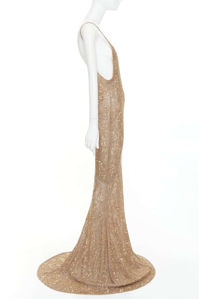 Alexandre Vauthier Dress Gold Silk Very good condition - Model View