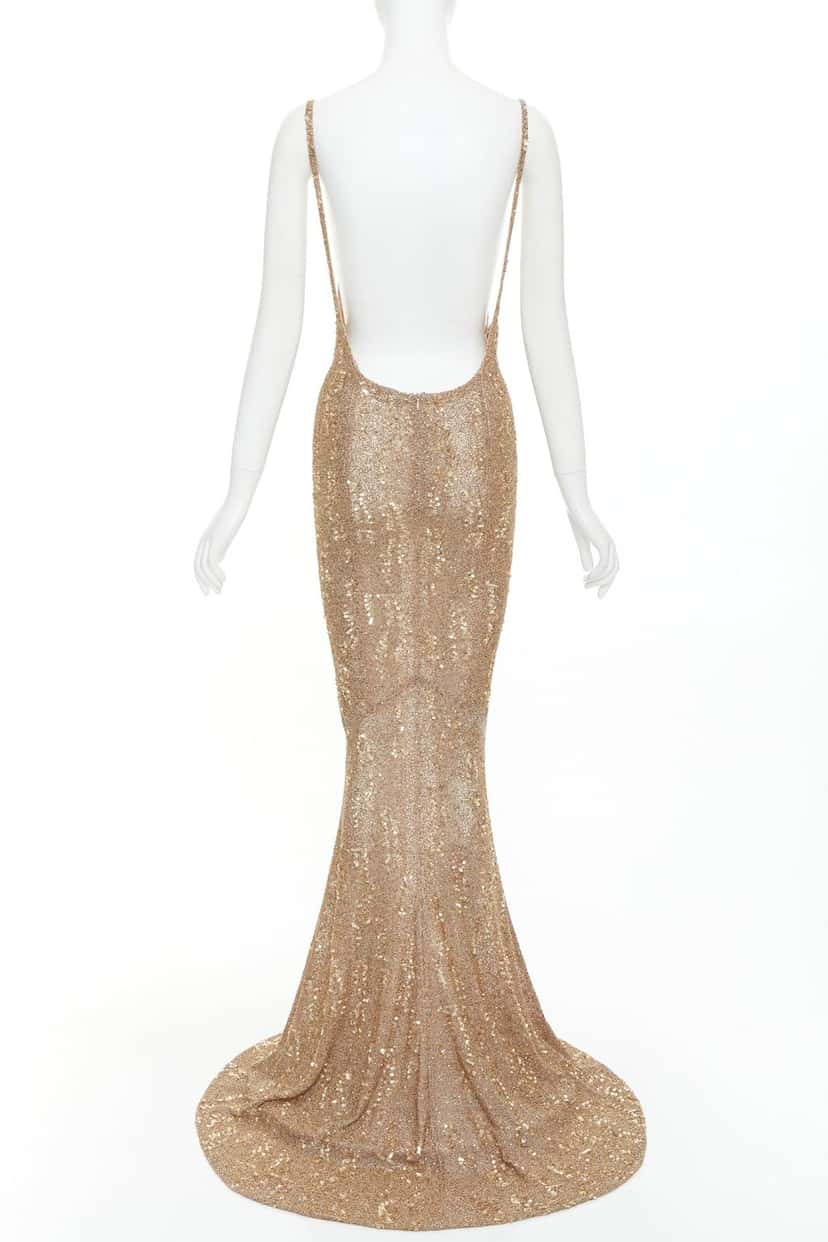 Alexandre Vauthier Dress Gold Silk Very good condition - Box View