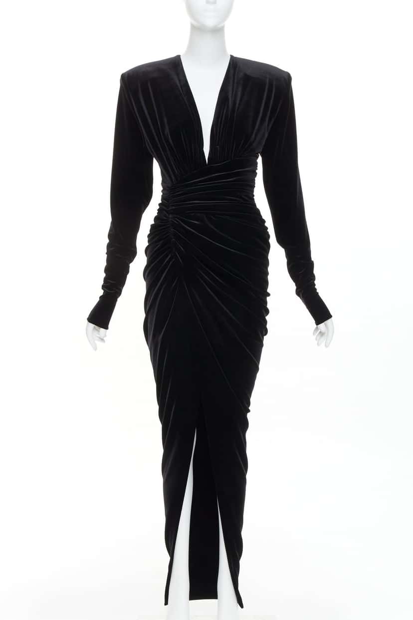 Alexandre Vauthier Dress Black Velvet Very good condition - Front View