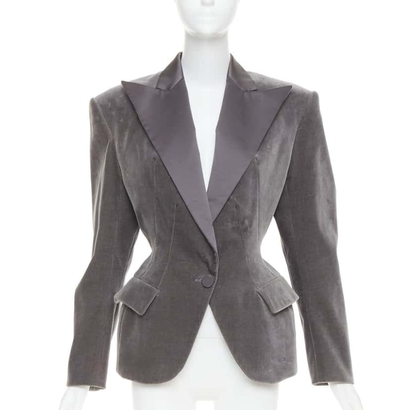 Alexandre Vauthier Jacket Grey Velvet Very good condition - Front View