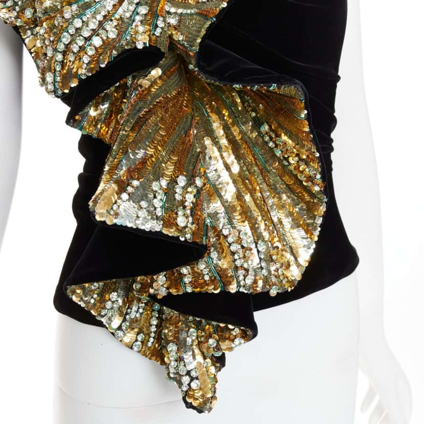 Alexandre Vauthier Black Velvet Top Black Velvet Very good condition - Back View