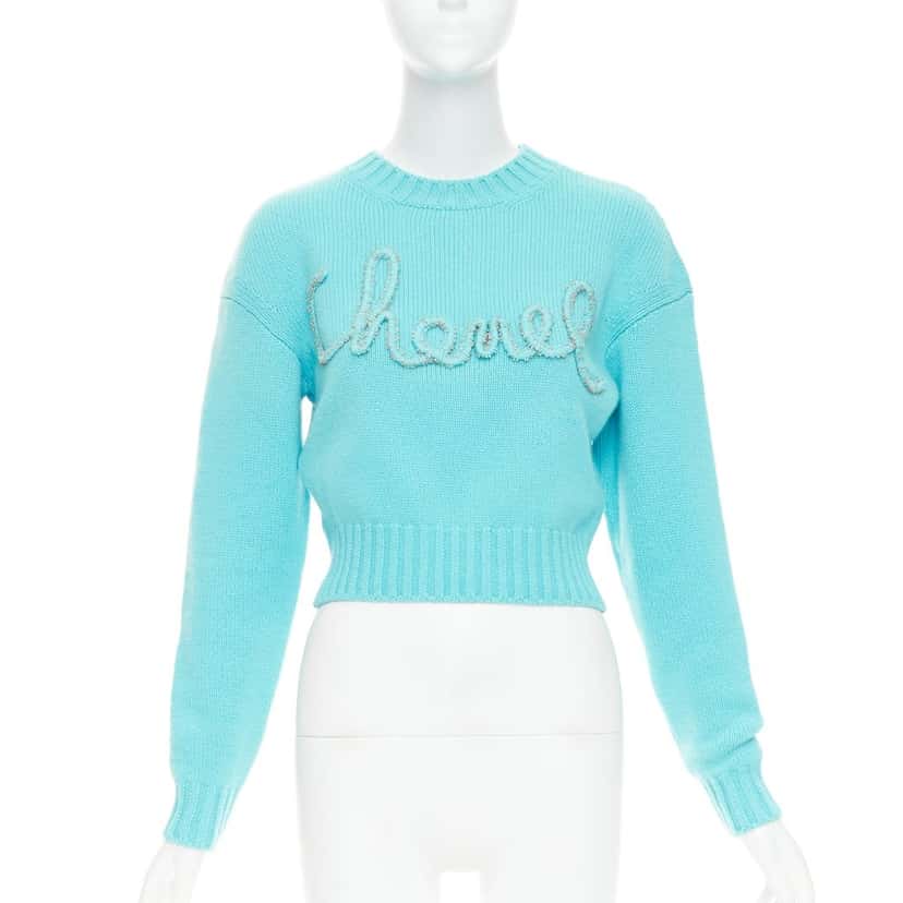 Chanel Top Blue Cashmere Very good condition - Front View