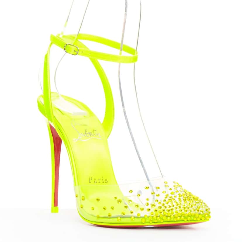Christian Louboutin Spikaqueen 100 Yellow Plastic Very good condition - Back View