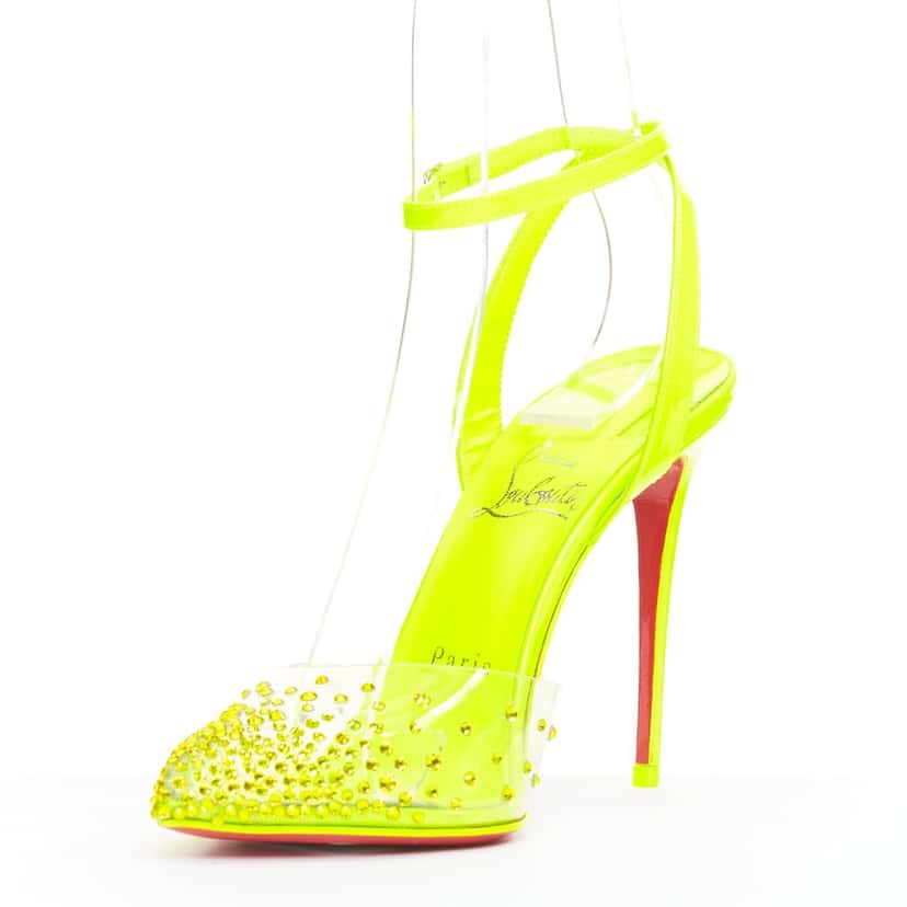 Christian Louboutin Spikaqueen 100 Yellow Plastic Very good condition - Model View