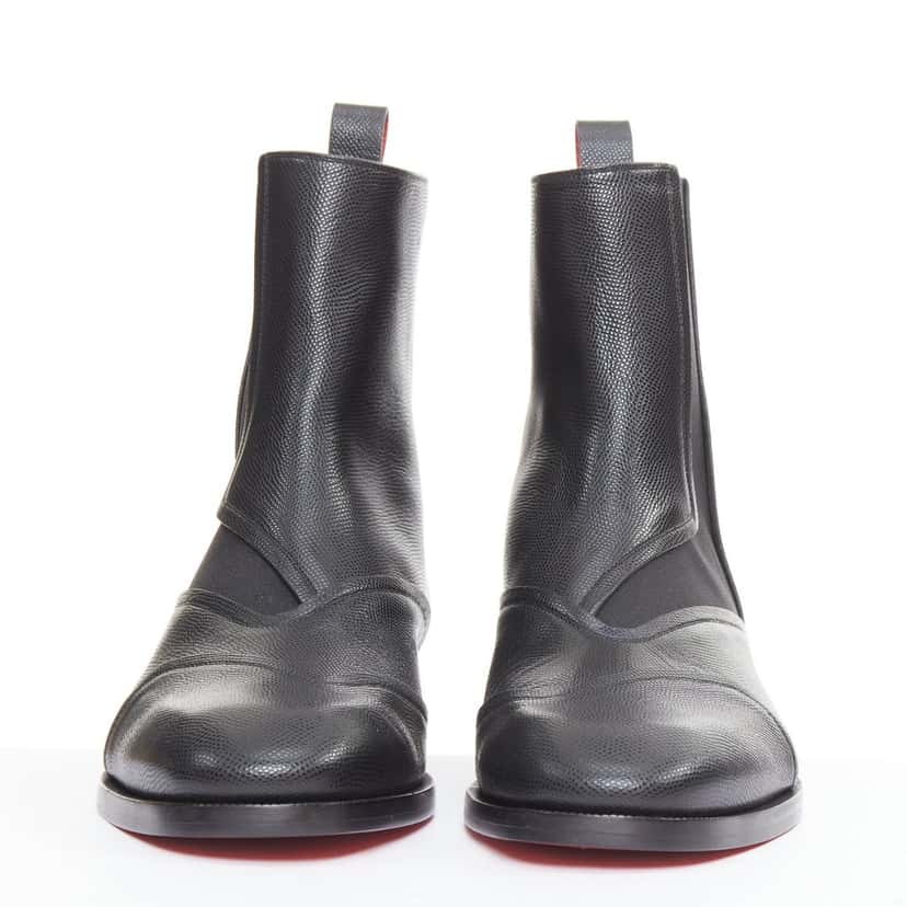 Christian Louboutin Boabi Chelsea Flat Calf Petit Grain Black Leather Never worn - Inside View