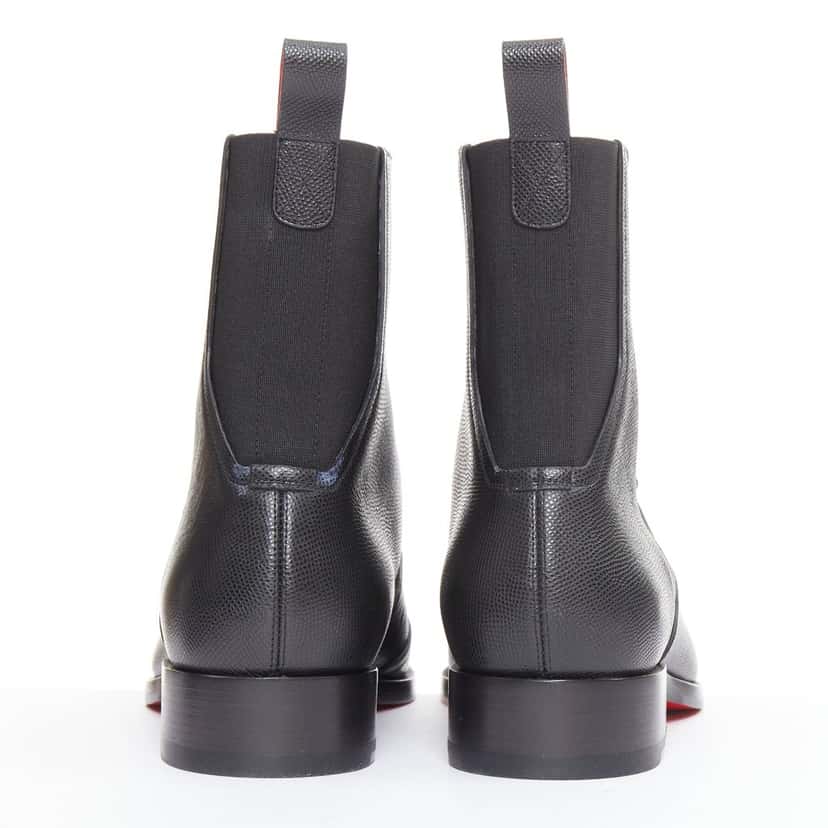 Christian Louboutin Boabi Chelsea Flat Calf Petit Grain Black Leather Never worn - Box View