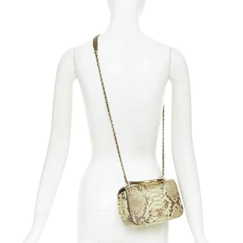 Chanel Chanel Carry Chic Mini Flap Bag Beige Leather Good condition - Back View