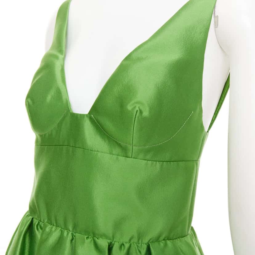 Prada Sleeveless Mini Dress in F0089 Verde Green Silk Never worn, with tag - Back View