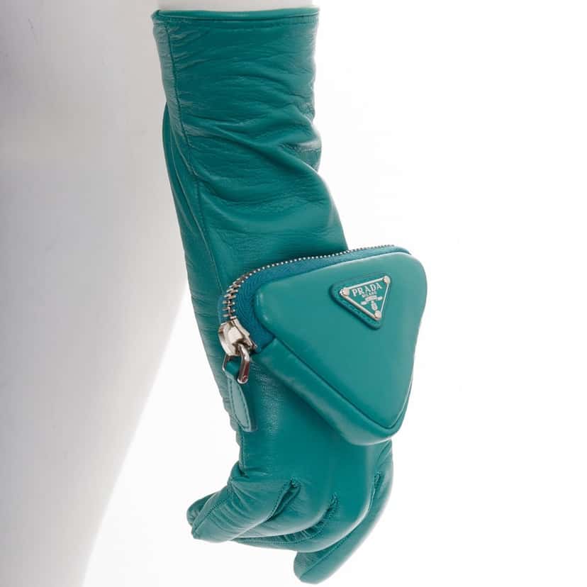 Prada Glove Turquoise Leather Never worn, with tag - Back View