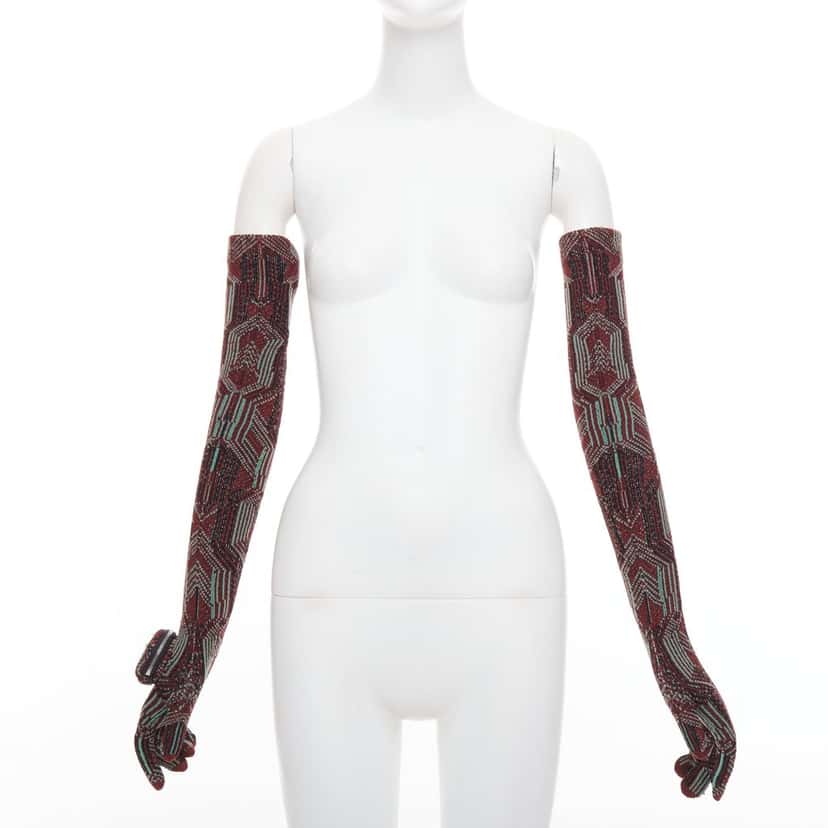 Prada Glove Burgundy Wool Never worn, with tag - Inside View