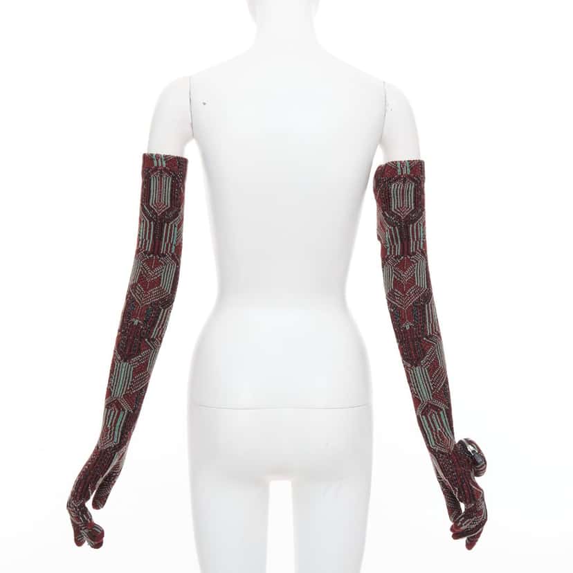 Prada Glove Burgundy Wool Never worn, with tag - Box View