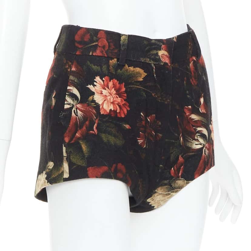 Givenchy Peony Floral Shorts Black Wool Very good condition - Inside View