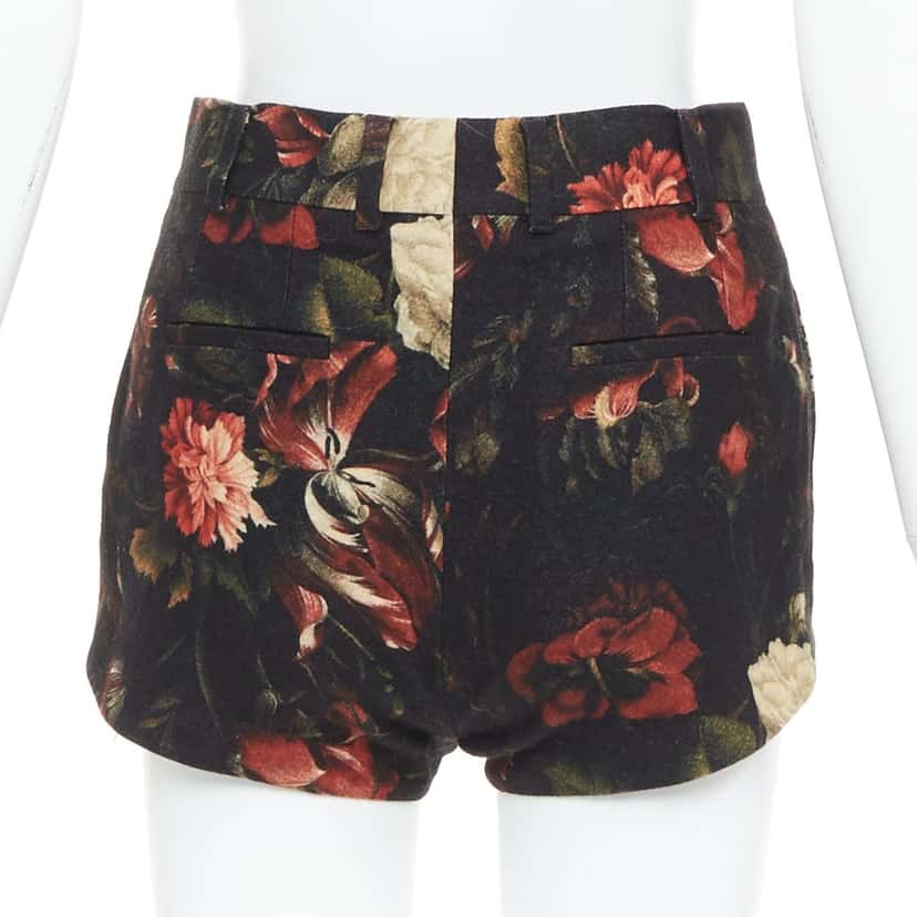 Givenchy Peony Floral Shorts Black Wool Very good condition - Box View