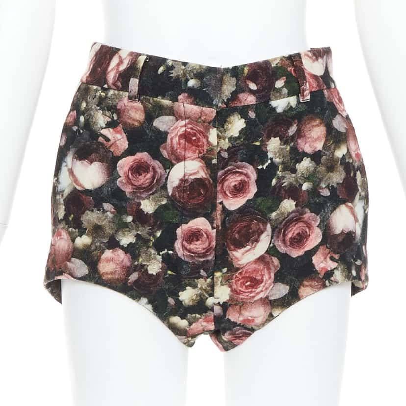 Givenchy Rose Floral Shorts Black Wool Very good condition - Front View