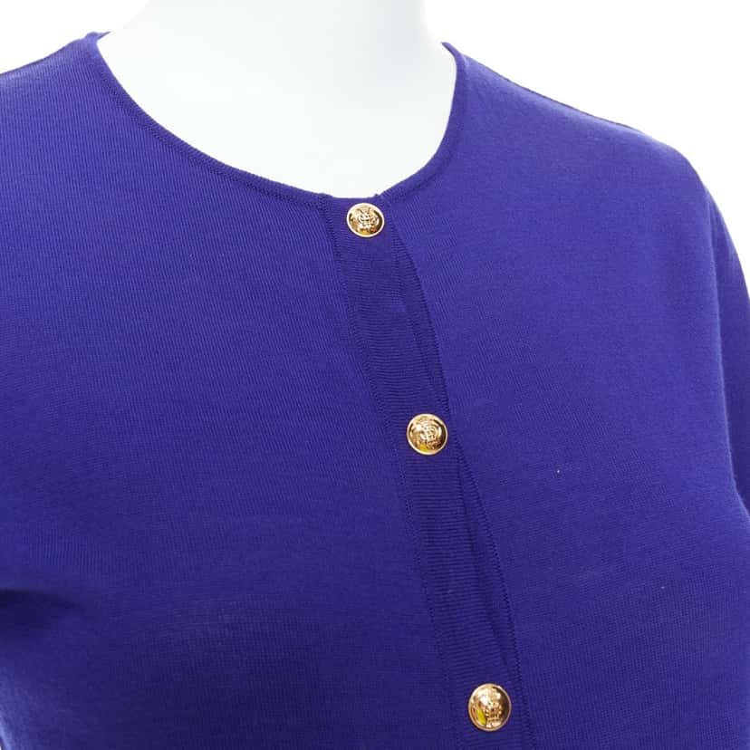 Emilio Pucci Floral Lace Cardigan Blue Wool Very good condition - Back View