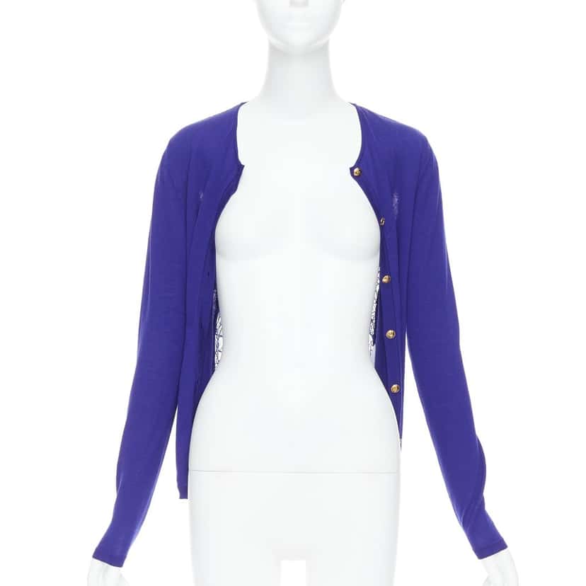 Emilio Pucci Floral Lace Cardigan Blue Wool Very good condition - Model View