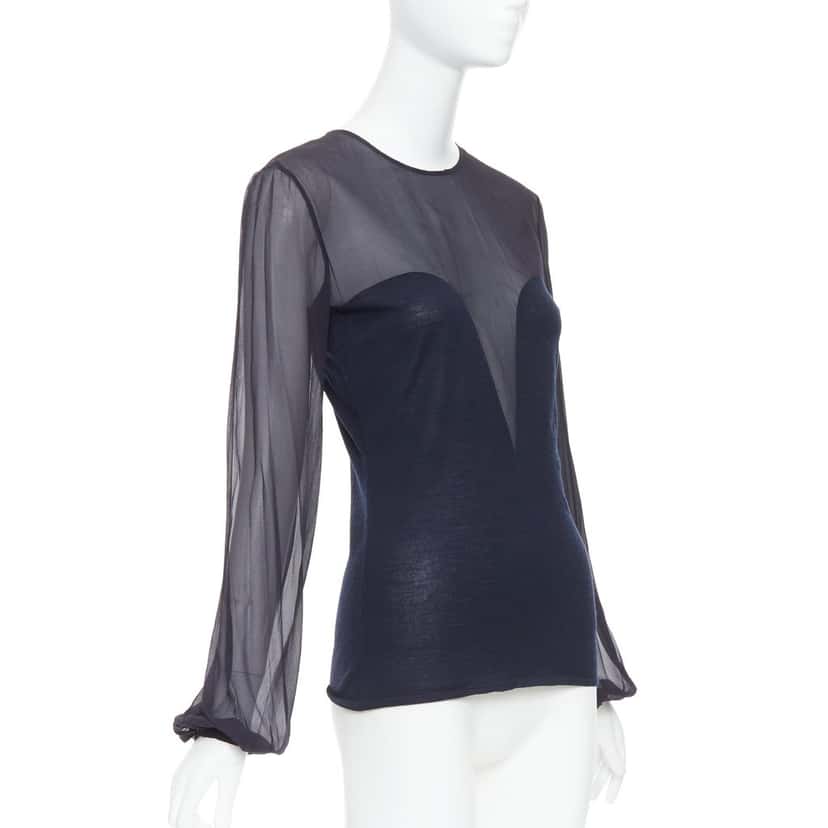 Emilio Pucci Silk Contour Blouse Navy Wool Very good condition - Inside View