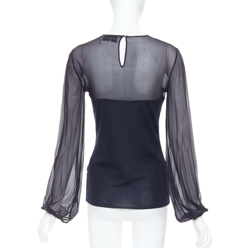 Emilio Pucci Silk Contour Blouse Navy Wool Very good condition - Box View