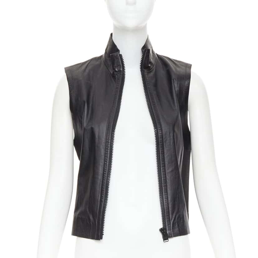 Louis Vuitton Jacket Black Leather Good condition - Front View