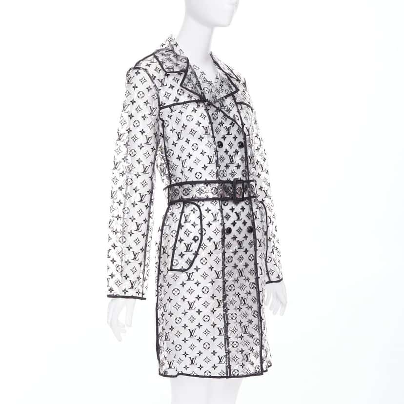 Louis Vuitton Coat Black Polyester Fair condition - Model View