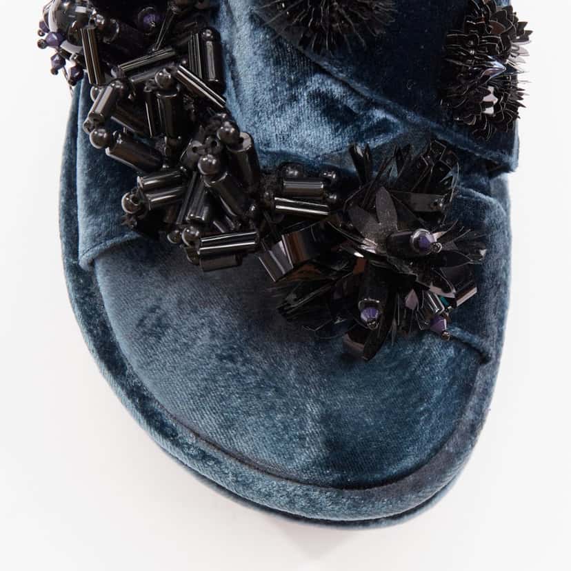 Biyan Sandals Blue Velvet Very good condition - Back View