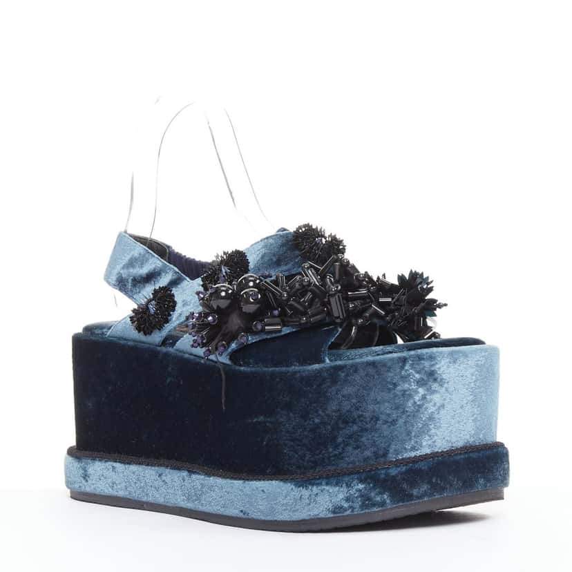 Biyan Sandals Blue Velvet Very good condition - Inside View