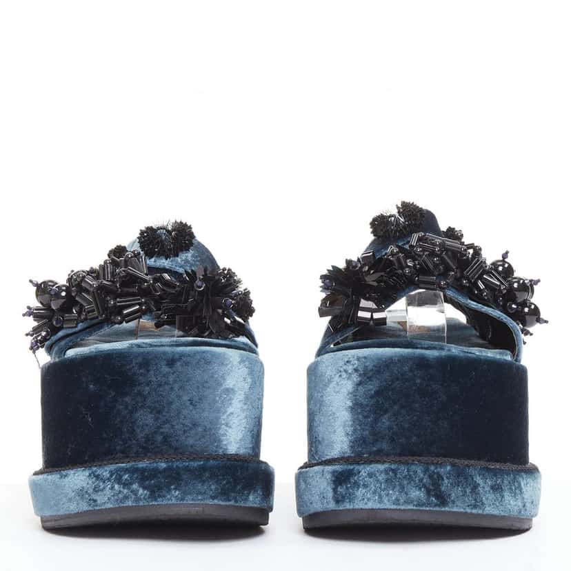 Biyan Sandals Blue Velvet Very good condition - Model View