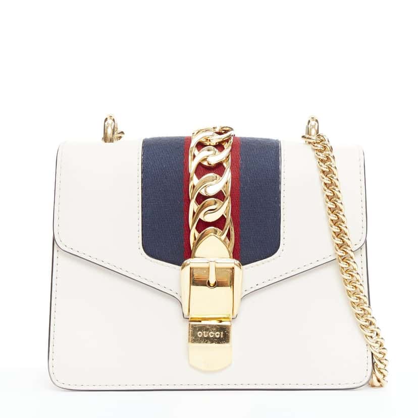 Gucci Sylvie Small White Leather Fair condition - Front View