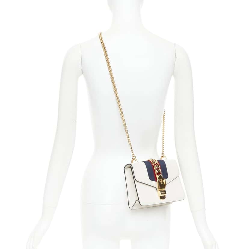 Gucci Sylvie Small White Leather Fair condition - Back View