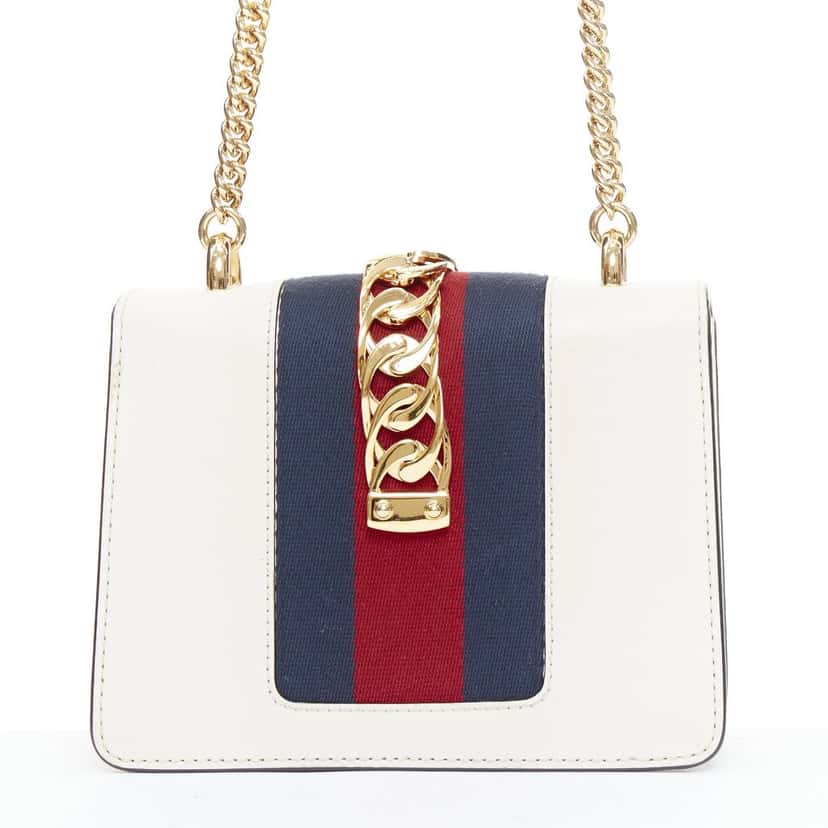 Gucci Sylvie Small White Leather Fair condition - Box View