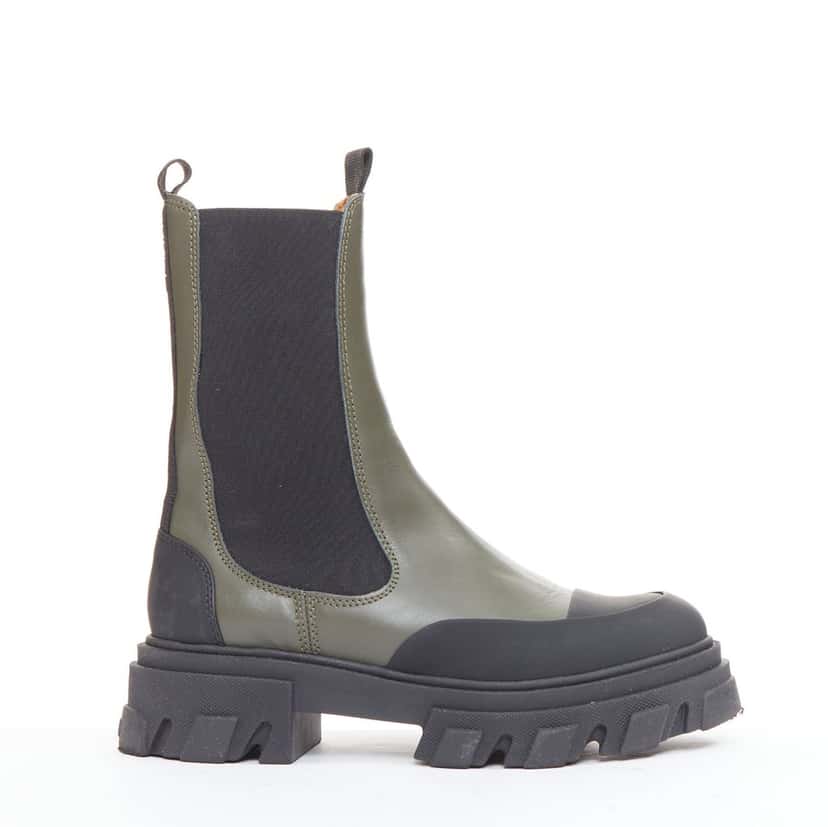 Ganni Boots Green Leather Good condition - Front View