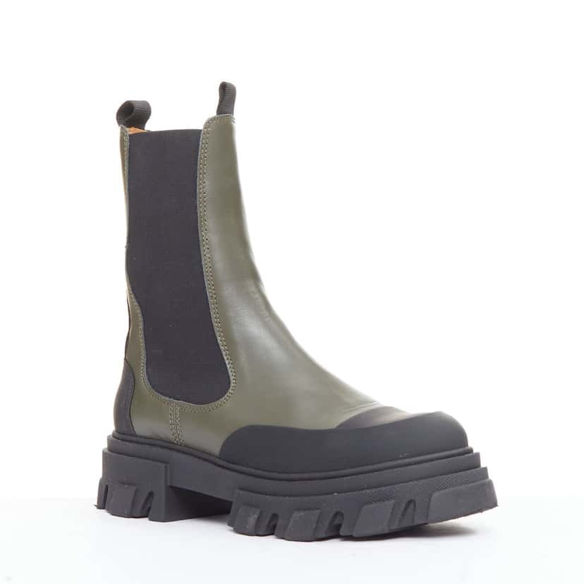 Ganni Boots Green Leather Good condition - Back View