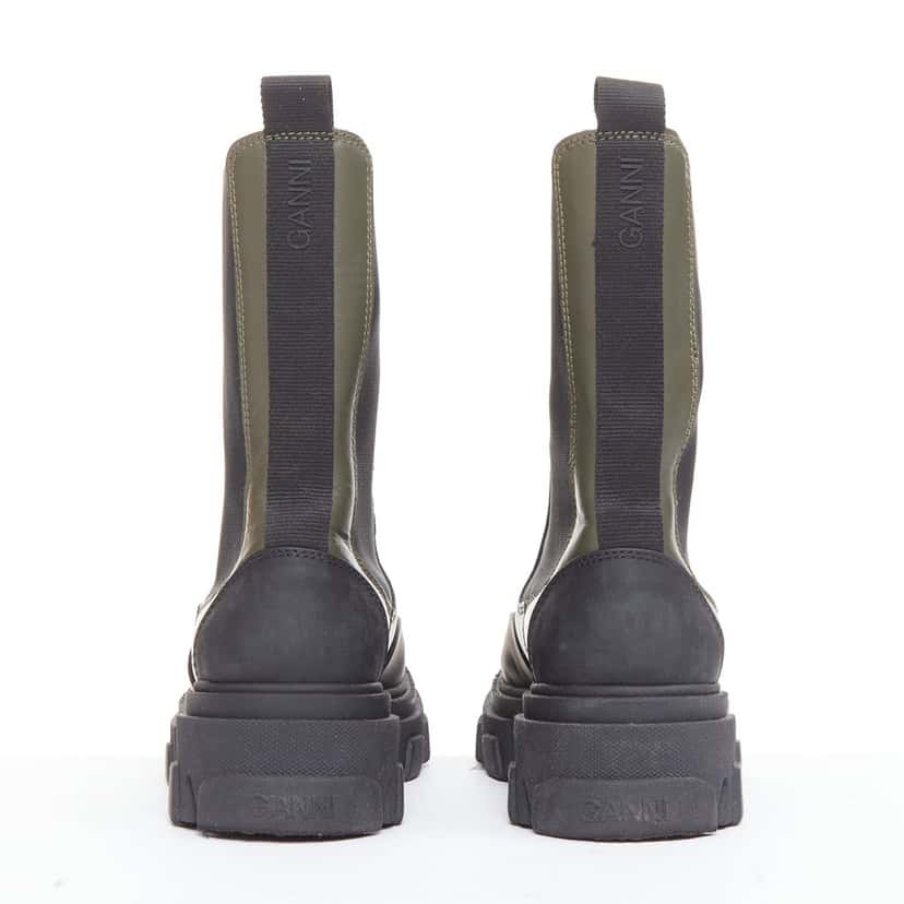 Ganni Boots Green Leather Good condition - Box View