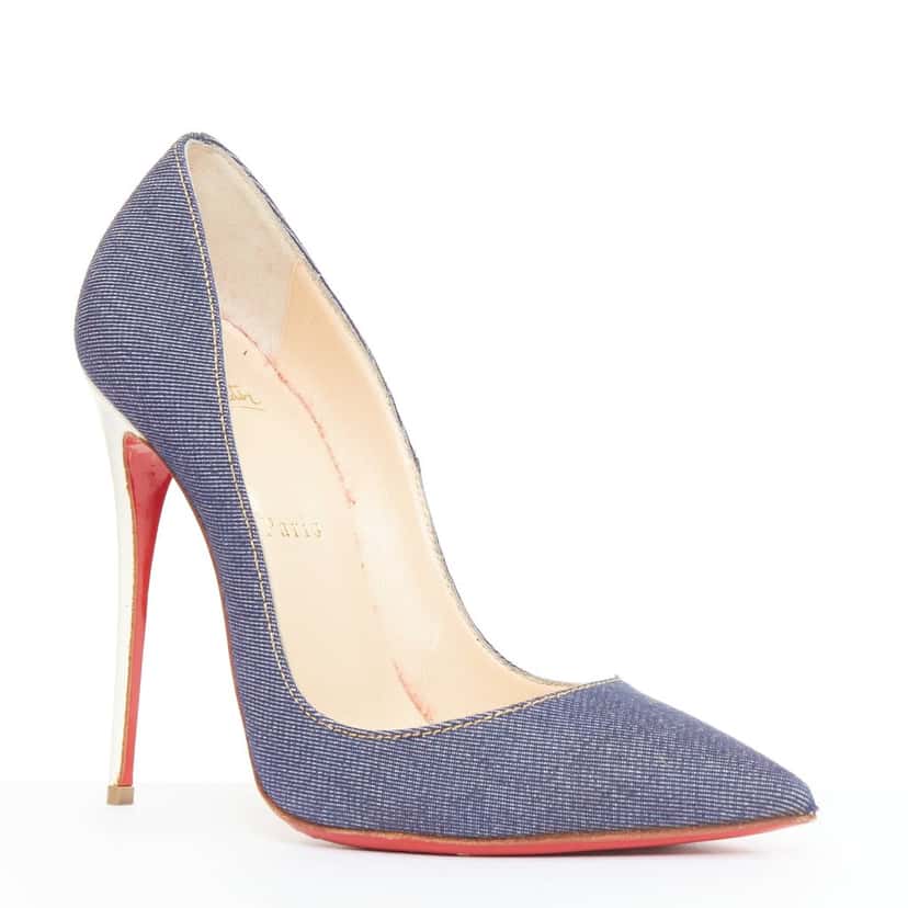 Christian Louboutin So Kate 120 Blue Denim Fair condition - Back View