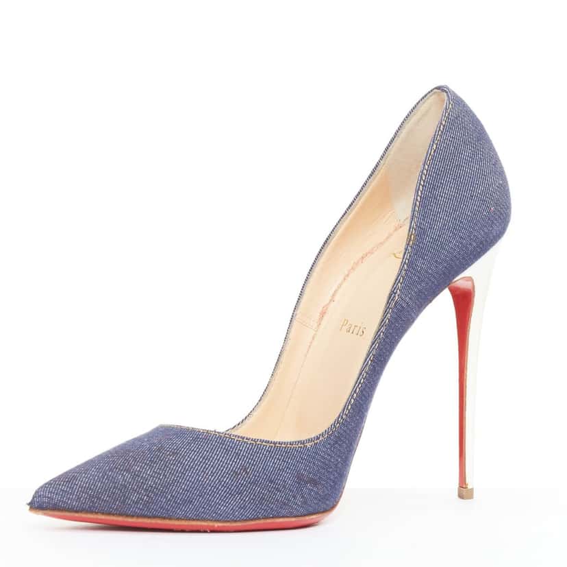 Christian Louboutin So Kate 120 Blue Denim Fair condition - Model View