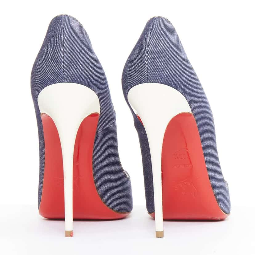 Christian Louboutin So Kate 120 Blue Denim Fair condition - Box View