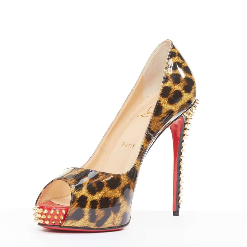 Christian Louboutin Very Prive Spikes 120 Brown Leather Very good condition - Model View