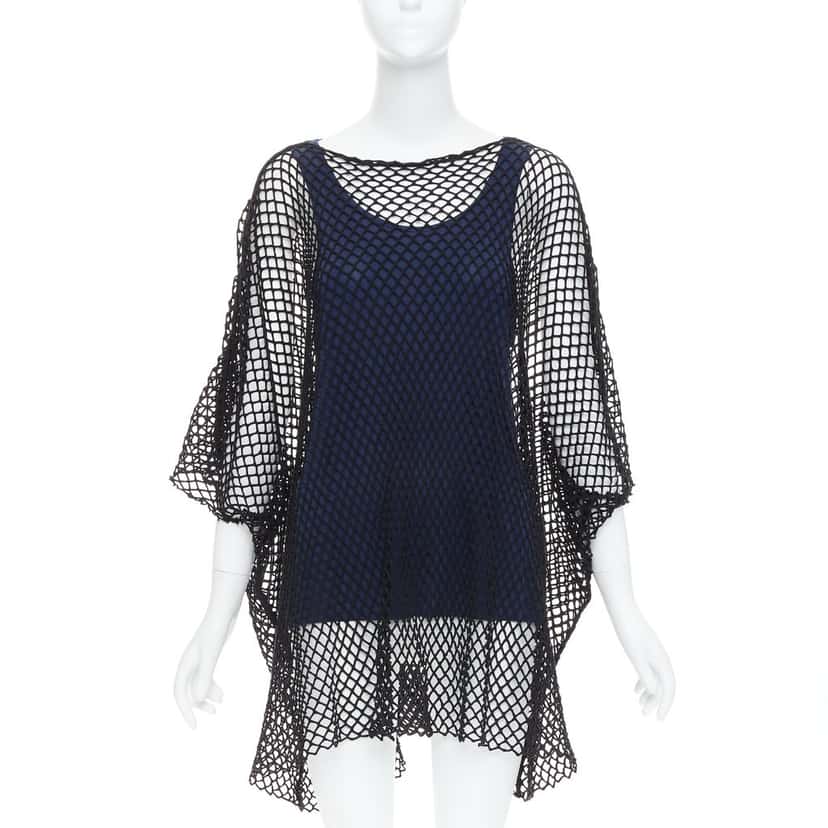 Maison Margiela Mesh Layered Tank Navy Very good condition - Front View