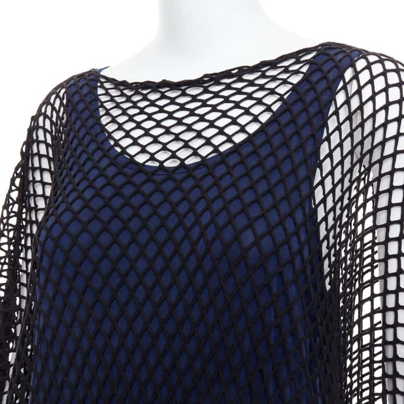 Maison Margiela Mesh Layered Tank Navy Very good condition - Back View