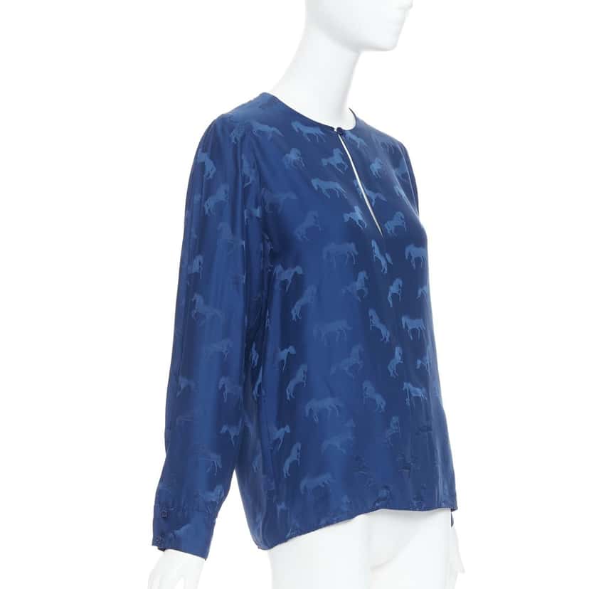 Stella McCartney Horse Print Shirt Blue Silk Very good condition - Inside View